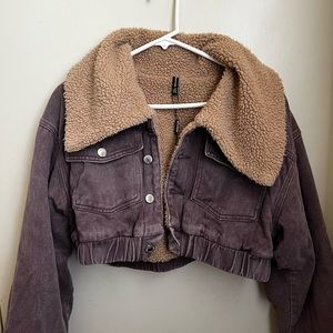 PLT cropped furry jacket